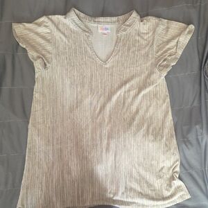 Striped Beige Short Sleeve Top